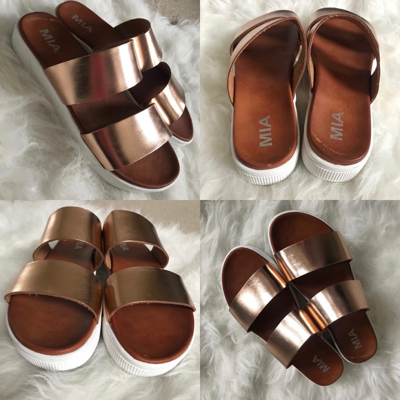 mia platform sandaler rose guld good 